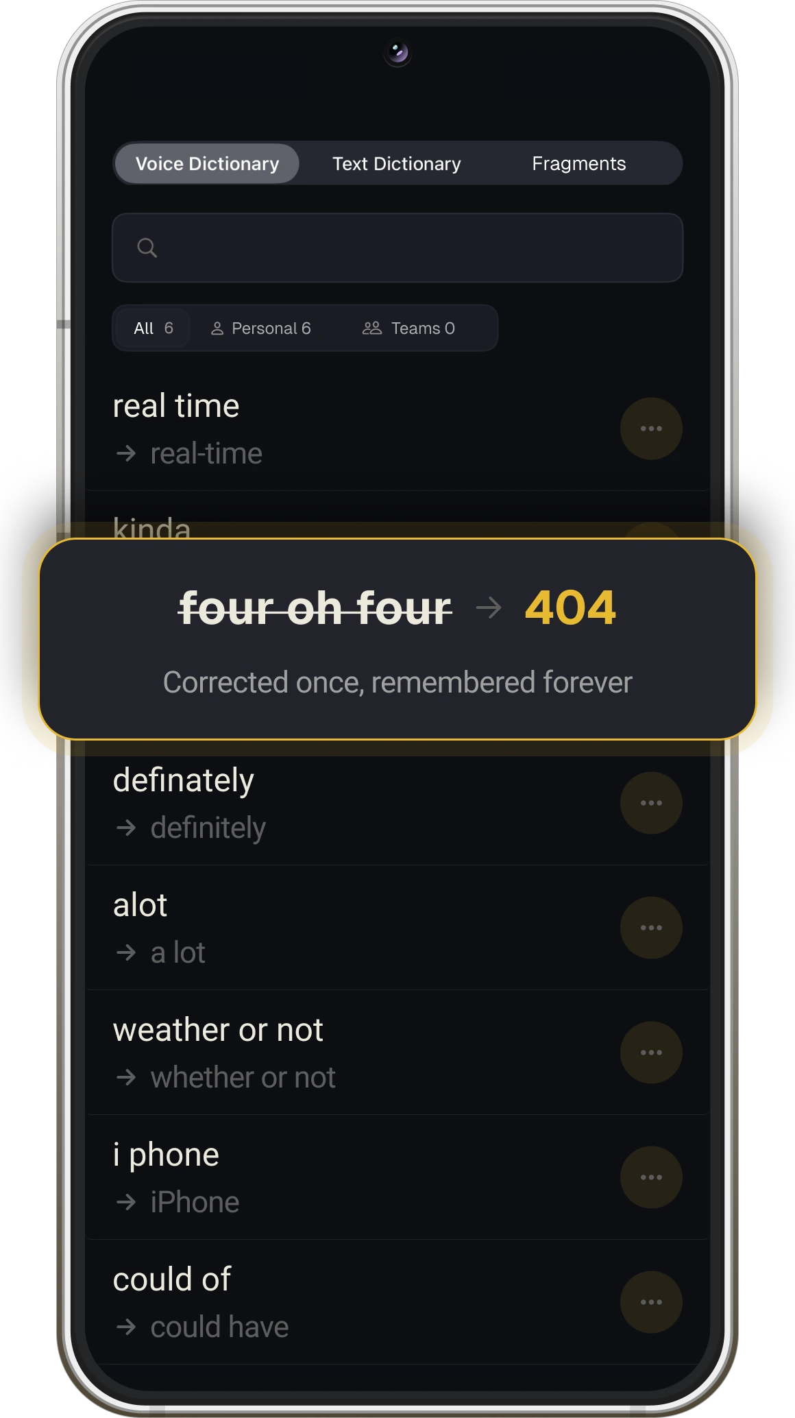 Voxor mobile voice dictionary, with four oh four corrected to 404 and remembered for next time.